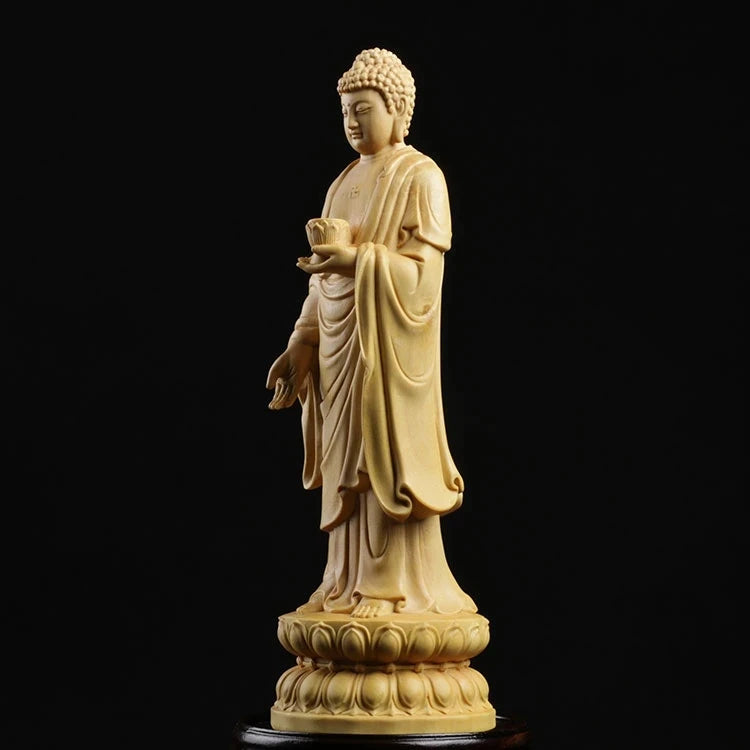 Boxwood 15cm 20cm Buddha Sculpture Wood Buddha Statue Sakyamuni Buddhist Worship Home Decor