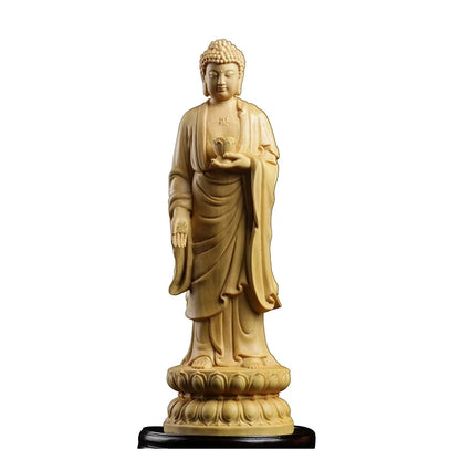 Boxwood 15cm 20cm Buddha Sculpture Wood Buddha Statue Sakyamuni Buddhist Worship Home Decor