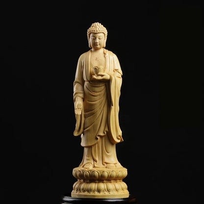 Boxwood 15cm 20cm Buddha Sculpture Wood Buddha Statue Sakyamuni Buddhist Worship Home Decor