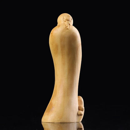 Boxwood 16cm 18cm Longevity God Sculpture Wood Chinese Mythical God Statue Home Decor