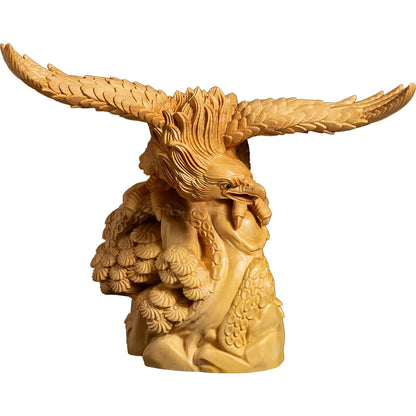 Boxwood 16cm Eagle Sculpture Successful Decoration Wood Animal Lucky Rich Statue Home Decor