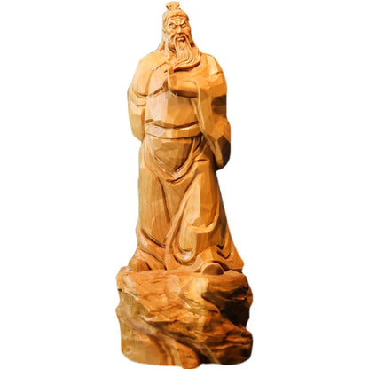 Boxwood 18cm Guan Gong Sculpture Feng Shui Three Kingdoms Wood Statue Collection Wealth God Guanyu Home Decor