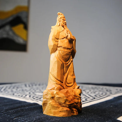 Boxwood 18cm Guan Gong Sculpture Feng Shui Three Kingdoms Wood Statue Collection Wealth God Guanyu Home Decor