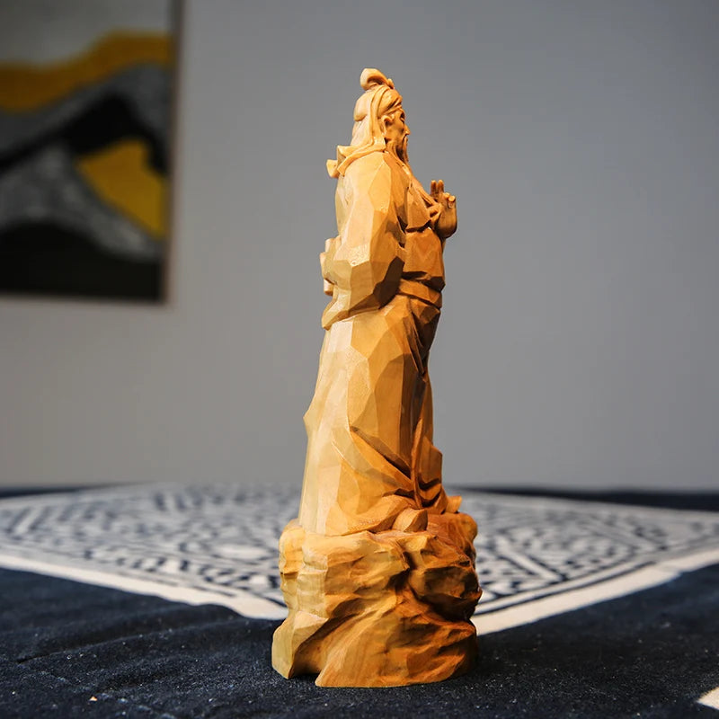 Boxwood 18cm Guan Gong Sculpture Feng Shui Three Kingdoms Wood Statue Collection Wealth God Guanyu Home Decor