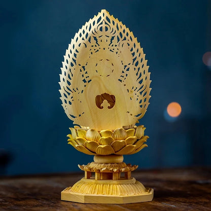 Boxwood 18cm Guanyin Sculpture Solid Wood Carving Small Buddha Statue Feng Shui Buda Guan Yin Home Decor