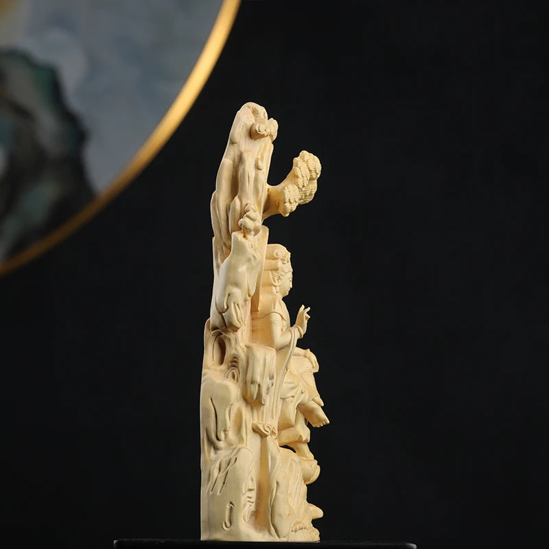 Boxwood 18cm Guanyin Sculpture Wood Buddha Statue Guan Yin Worship Collection Home Decor