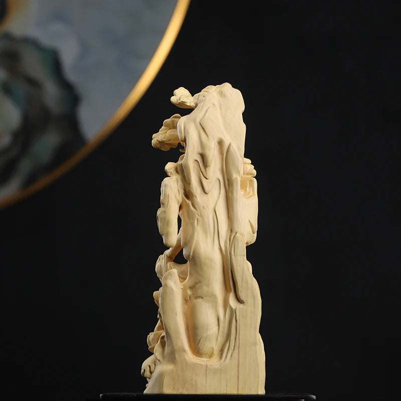 Boxwood 18cm Guanyin Sculpture Wood Buddha Statue Guan Yin Worship Collection Home Decor
