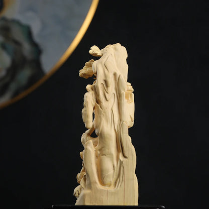 Boxwood 18cm Guanyin Sculpture Wood Buddha Statue Guan Yin Worship Collection Home Decor