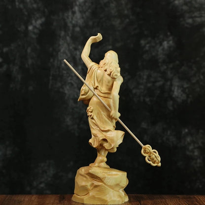 Boxwood 20cm Dharma Wood Carving Zen Buddha Statue Master Feng Shui Sculpture Home Decor