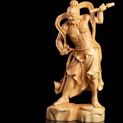 Boxwood 20cm Marshals Heng Ha Door God Sculpture Wood Buddha Statue Chinese  Feng Shui Wood Home Decor