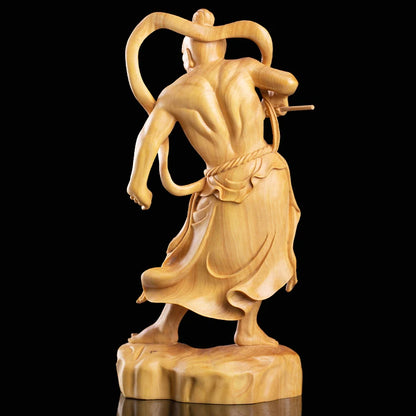 Boxwood 20cm Marshals Heng Ha Door God Sculpture Wood Buddha Statue Chinese  Feng Shui Wood Home Decor