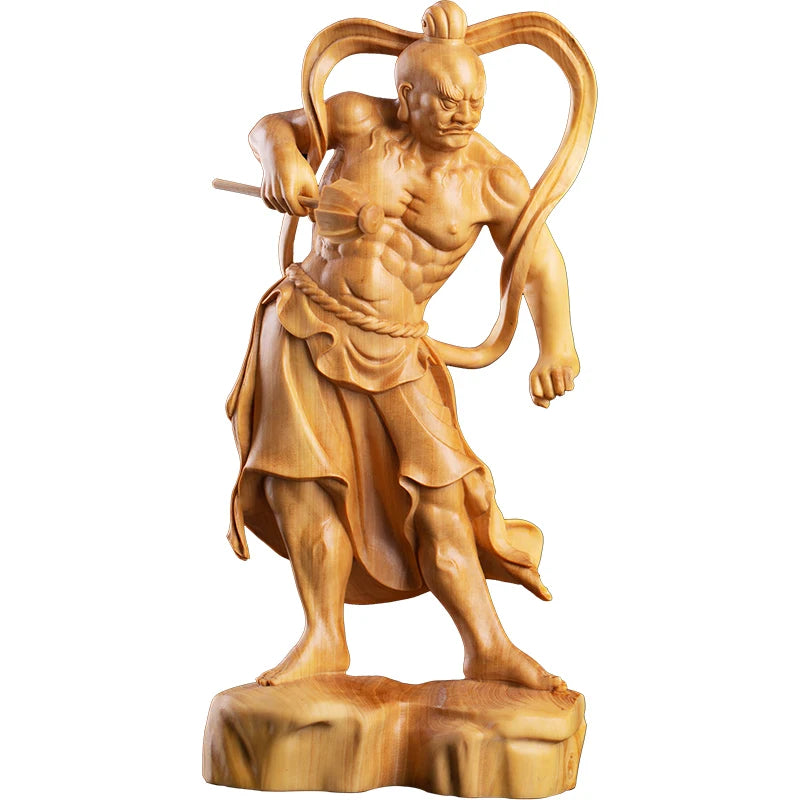 Boxwood 20cm Marshals Heng Ha Door God Sculpture Wood Buddha Statue Chinese  Feng Shui Wood Home Decor