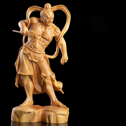 Boxwood 20cm Marshals Heng Ha Door God Sculpture Wood Buddha Statue Chinese  Feng Shui Wood Home Decor