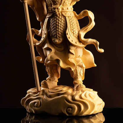 Boxwood 23cm Monkey King SculptureSun Wukong Wood Buddha Status Journey To The West Home Decoration