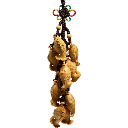 Boxwood 3cm Fishes Sculpture Lucky Mascot Pendant Animal Wood Statue Car Hanging Home Decor