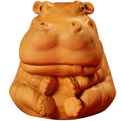 Boxwood 4.5cm 6.5cm Hippo Sculpture Feng Shui Car Decoration Wood Lucky Animal Statue Cartoons Pendant Home Decor