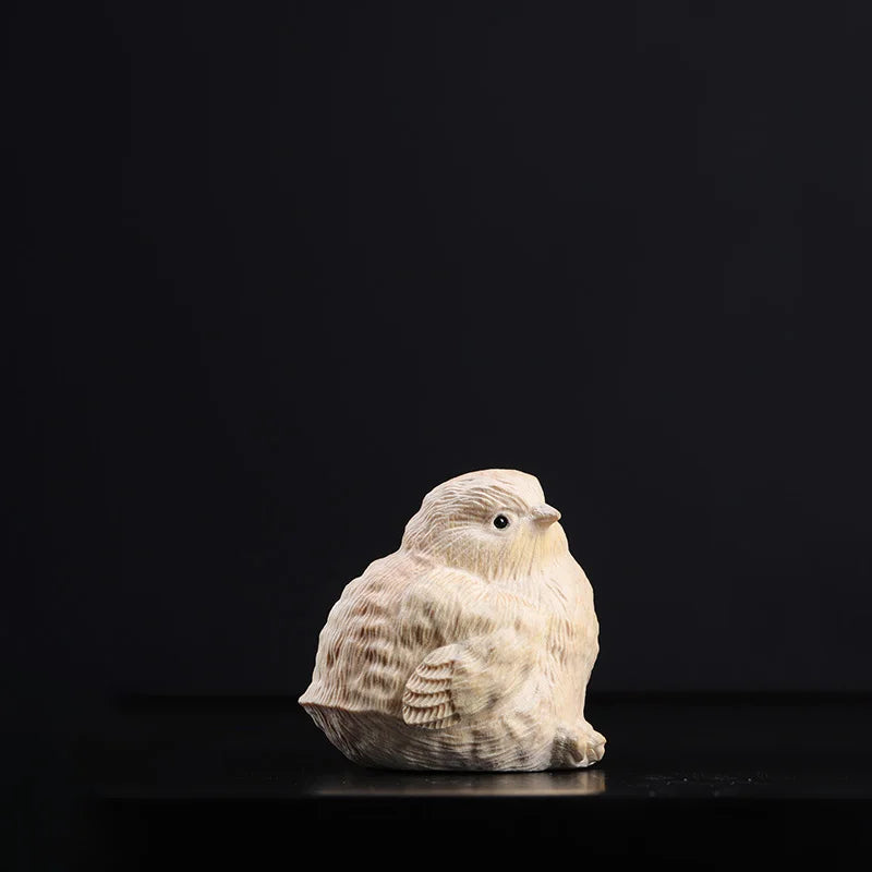 Boxwood 4.5cm Chick Sculpture Cute Chickens Wood Statue Lucky Home Decor