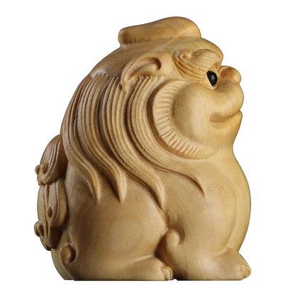 Boxwood 4.5cm Pixiu Sculpture Chinese Beast God Animal Statue Unicorn Feng Shui Lucky Home Decor