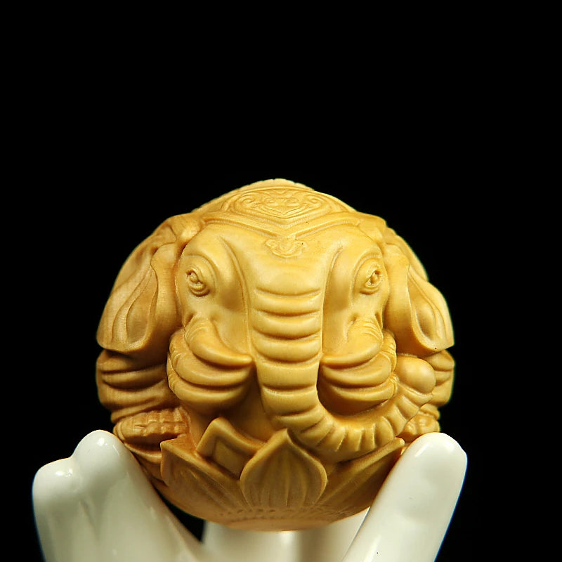 Boxwood 45mm Natural Solid Wood Balls Elephant Statue Animal Sculpture Collection Living Room Decoration  Home Decor