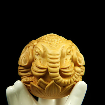 Boxwood 45mm Natural Solid Wood Balls Elephant Statue Animal Sculpture Collection Living Room Decoration  Home Decor