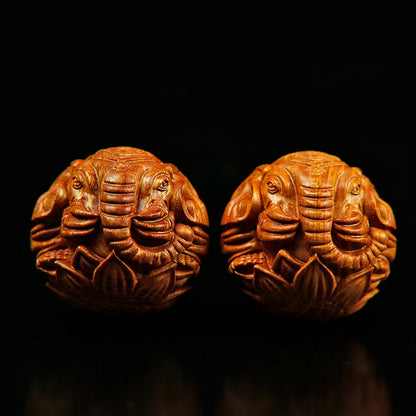 Boxwood 45mm Natural Solid Wood Balls Elephant Statue Animal Sculpture Collection Living Room Decoration  Home Decor