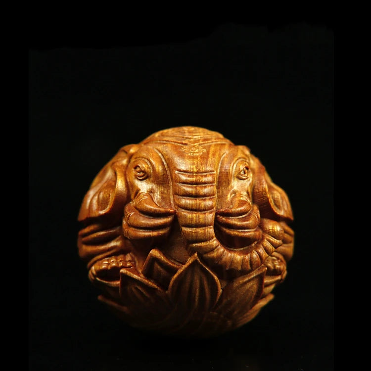Boxwood 45mm Natural Solid Wood Balls Elephant Statue Animal Sculpture Collection Living Room Decoration  Home Decor