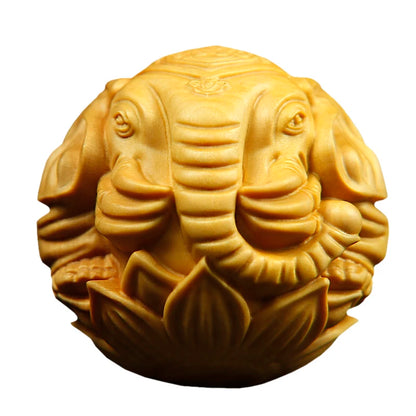 Boxwood 45mm Natural Solid Wood Balls Elephant Statue Animal Sculpture Collection Living Room Decoration  Home Decor