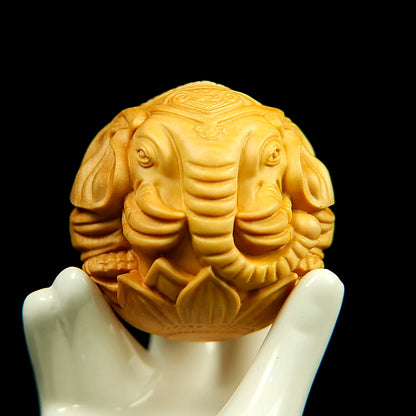 Boxwood 45mm Natural Solid Wood Balls Elephant Statue Animal Sculpture Collection Living Room Decoration  Home Decor