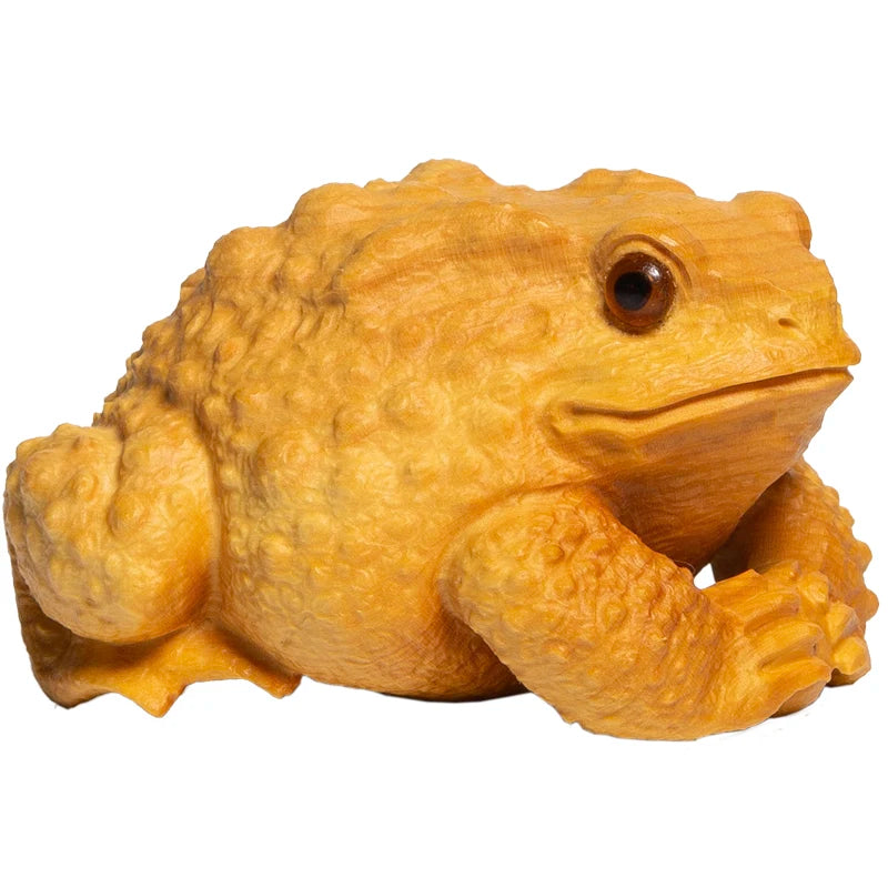 Boxwood 5/6CM Lucky Rich Toads Wood Frogs Golden Toad Animal Wood Statue Office Decoration Animal Sculpture Mascot Wood Statue