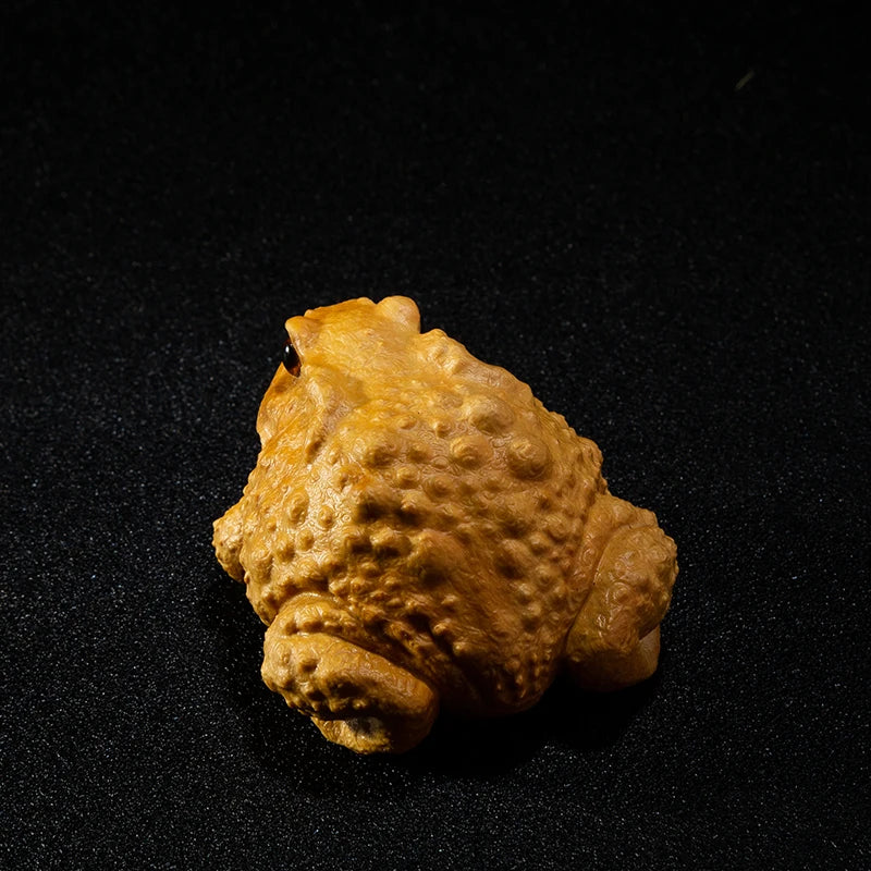 Boxwood 5/6CM Lucky Rich Toads Wood Frogs Golden Toad Animal Wood Statue Office Decoration Animal Sculpture Mascot Wood Statue