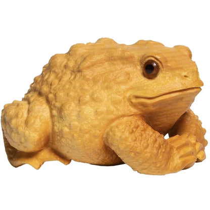Boxwood 5/6CM Lucky Rich Toads Wood Frogs Golden Toad Animal Wood Statue Office Decoration Animal Sculpture Mascot Wood Statue