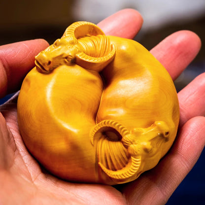 Boxwood 5CM 7CM Bull Solid Wood Carving Feng Shui Buffalo Animal Wood Statue Chinese Zodiac Sculpture Home Decor
