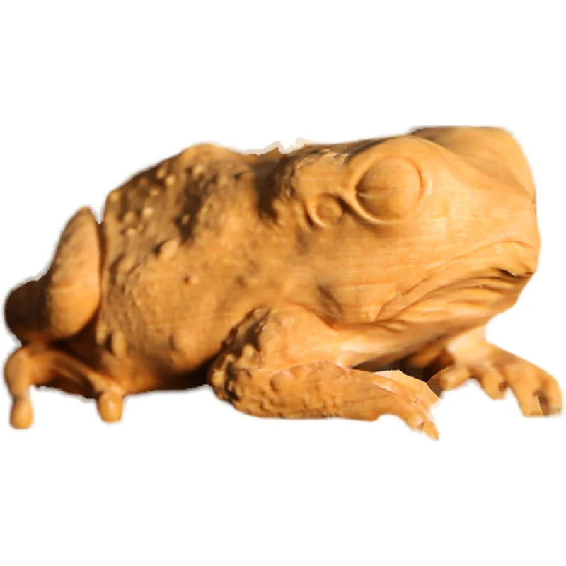 Boxwood 5CM Lucky Rich Toads Sculpture Wood Frogs Golden Toad Animal Wood Statue Office Decoration Mascot Home Decor