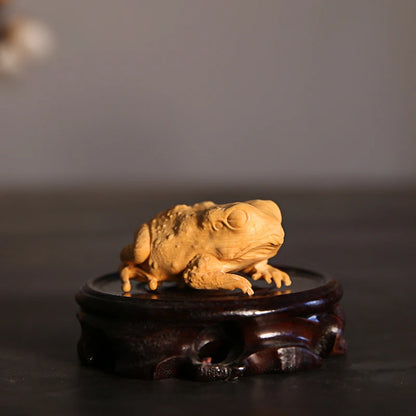 Boxwood 5CM Lucky Rich Toads Sculpture Wood Frogs Golden Toad Animal Wood Statue Office Decoration Mascot Home Decor