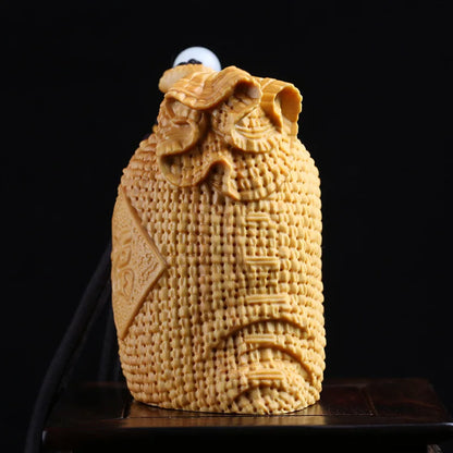 Boxwood 5cm 6cm Lucky Bag Sculpture Wood Blessing Bag Feng Shui Pendant Gunny Bag Home Decoration
