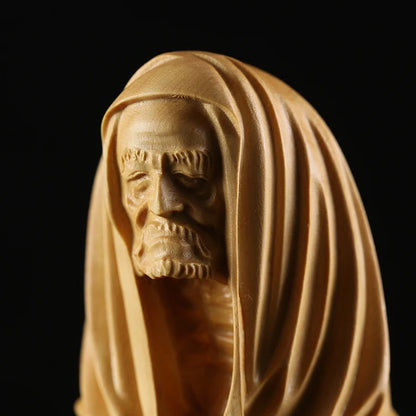 Boxwood 5cm 7cm Dharma Sculpture Wood Sitting Zen Buddha Statue Feng Shui Home Decor