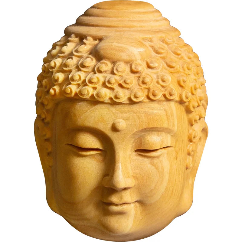 Boxwood 5cm Buddha and Demon Sculpture Pendant Wood Carving Sakyamuni Statue Feng Shui Car Hanging Buddha Home Decor