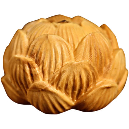 Boxwood 5cm Lotus Incense Burner Sculpture Wood Statue Feng Shui Collection Wealth Flower Lucky Home Decor