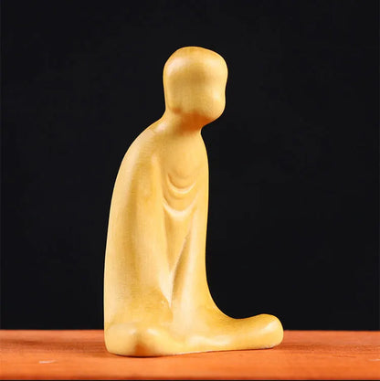 Boxwood 6 7 8cm Buddha Sculpture Wood Carving Zen Monk Statue Home Decor
