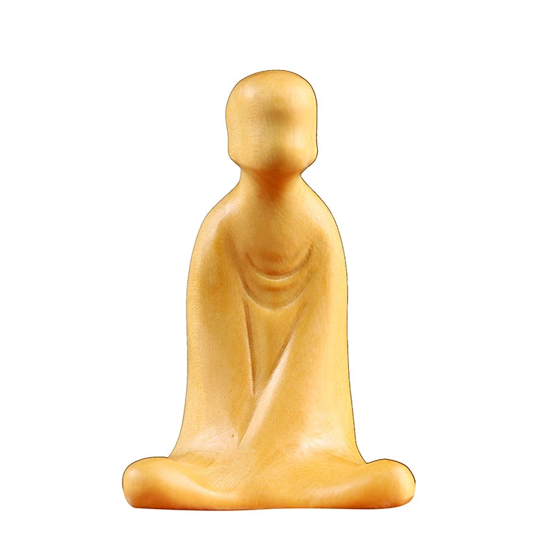 Boxwood 6 7 8cm Buddha Sculpture Wood Carving Zen Monk Statue Home Decor