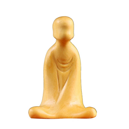 Boxwood 6 7 8cm Buddha Sculpture Wood Carving Zen Monk Statue Home Decor