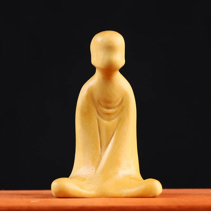 Boxwood 6 7 8cm Buddha Sculpture Wood Carving Zen Monk Statue Home Decor