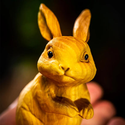 Boxwood 6 cm Chinese Traditional Animal Sculpture Zodiac Rabbit Mascot Office Decoration Solid Wood Crafts
