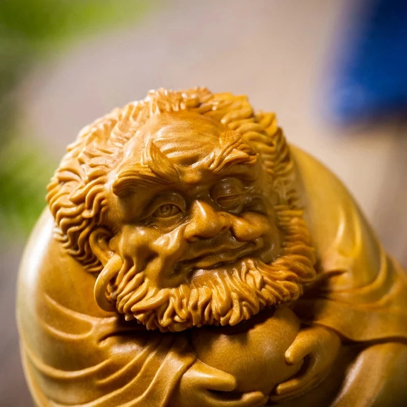 Boxwood 6CM Dharma Sculpture Cartoons Buddha Wood Zen Statue Feng Shui Meditation Home Decor