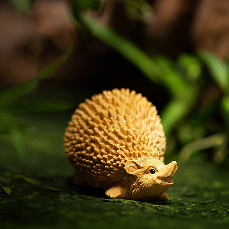 Boxwood 6cm 7cm Hedgehog Sculpture Wood Lucky Animals Statue Feng Shui Toys Home Decor