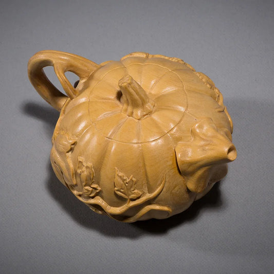 Boxwood 6cm 8cm Pumpkin Teapot Sculpture Lucky Collection Plant Statue Desktop Decoration Home Decor