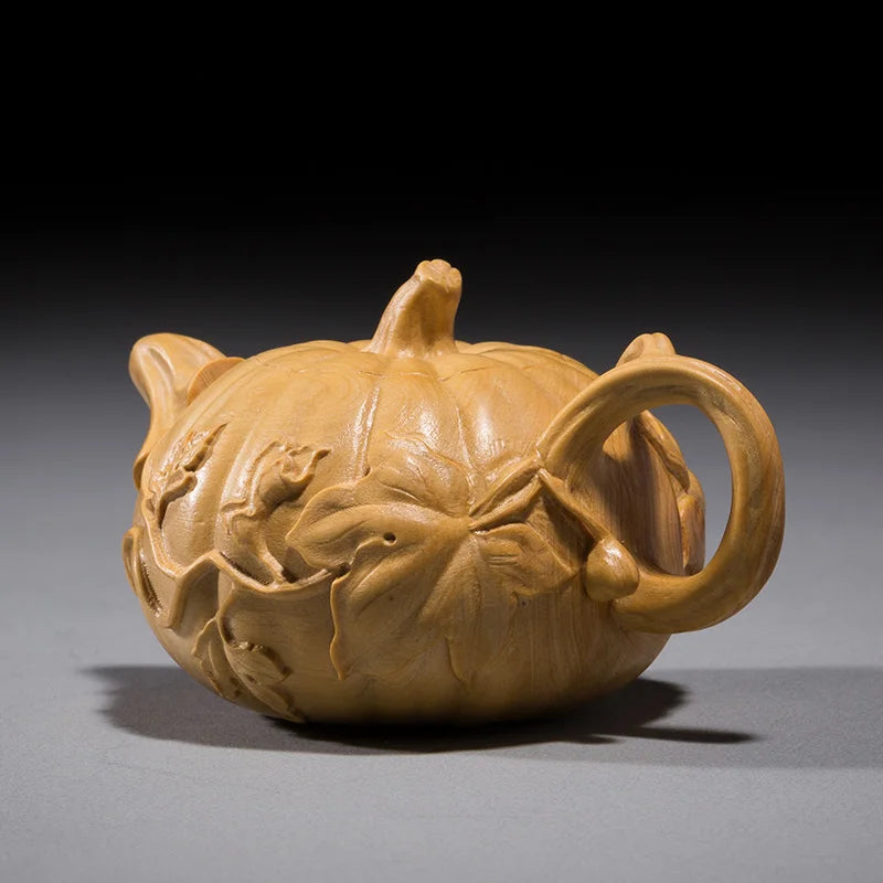 Boxwood 6cm 8cm Pumpkin Teapot Sculpture Lucky Collection Plant Statue Desktop Decoration Home Decor