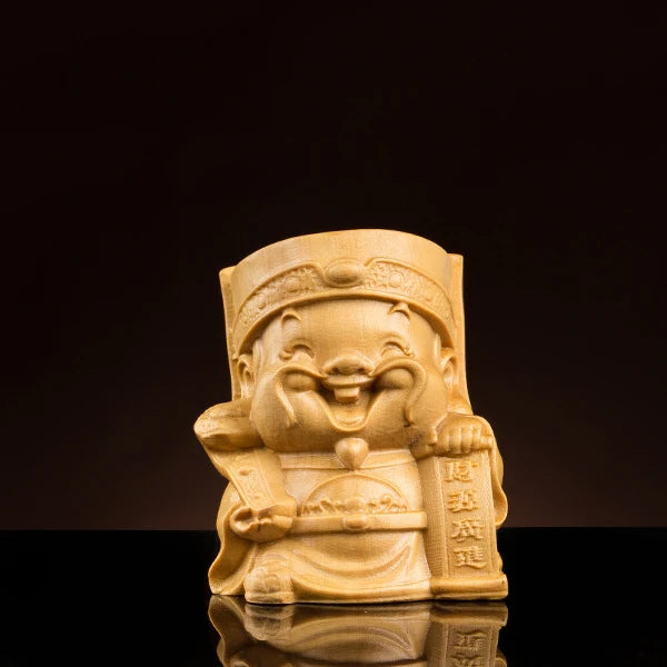 Boxwood 6cm Buddhas Sculpture Guanyu Guanyin Laughing Buddha God of Wealth Wood Statue Home Decor