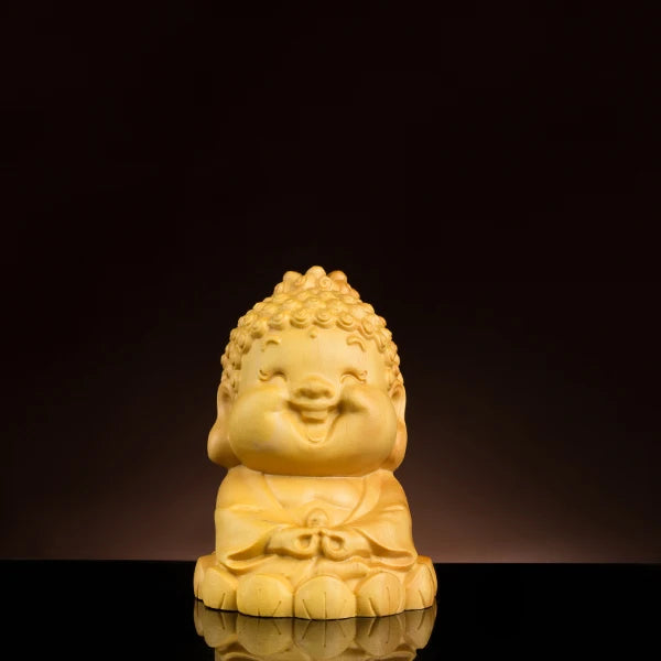 Boxwood 6cm Buddhas Sculpture Guanyu Guanyin Laughing Buddha God of Wealth Wood Statue Home Decor