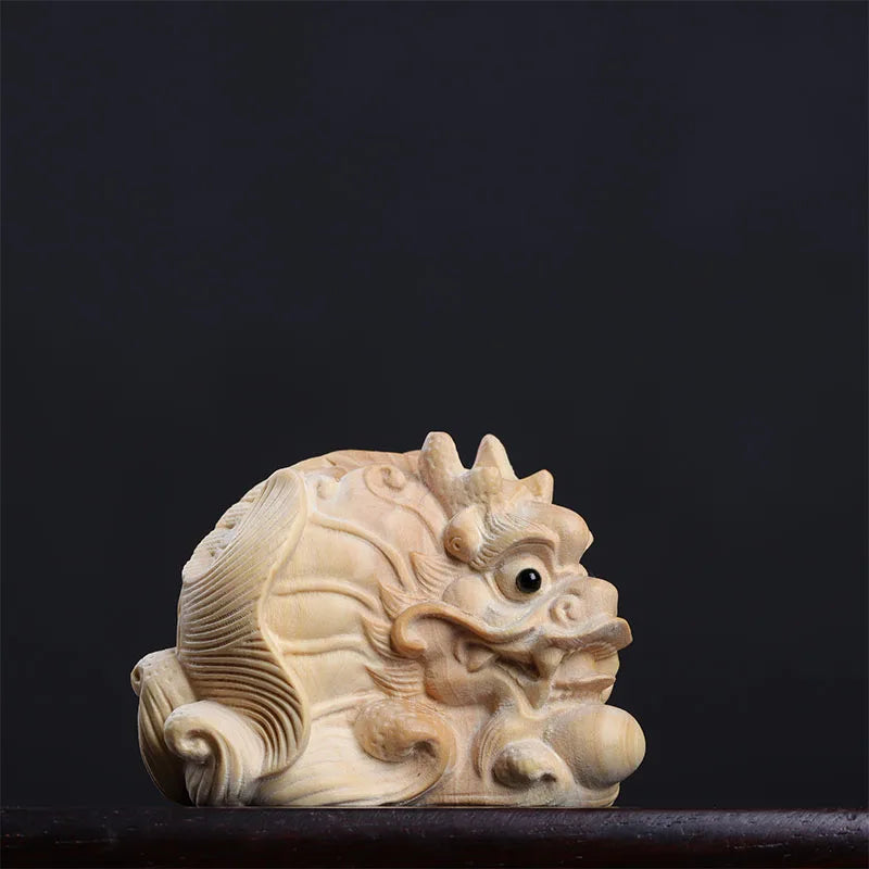 Boxwood 6cm Dragon Fish Sculpture Lucky Collection Feng Shui Chinese God Animal Home Decor